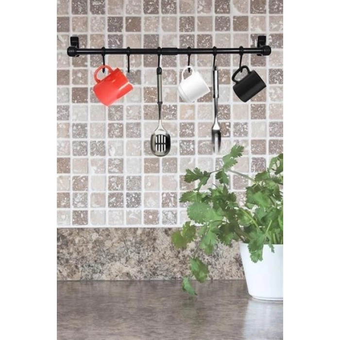 TUFEYO Duvara Monte Edilen 6 Kancalı Dekor Kaşıklık ve Kupa Askısı