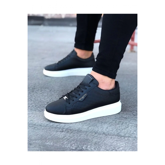 WG01 Siyah Delikli Erkek Yüksek Taban Ayakkabı