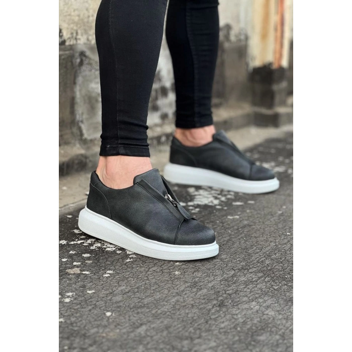 WG010 Gri Cilt Erkek Casual Ayakkabı