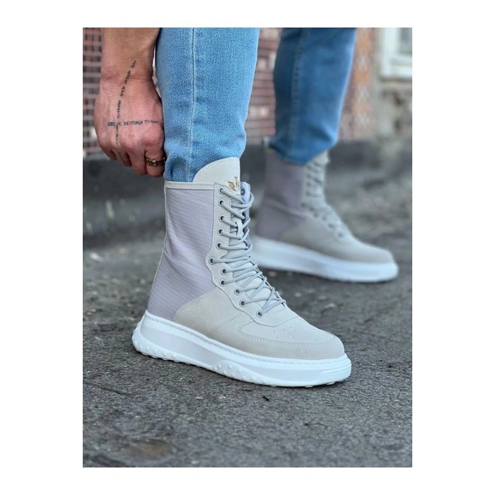 WG012 Gri Süet Uzun Bağcıklı  Bot