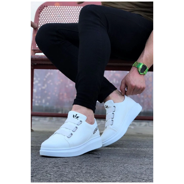 WG029 Beyaz Kalın Taban Casual Erkek Ayakkabı