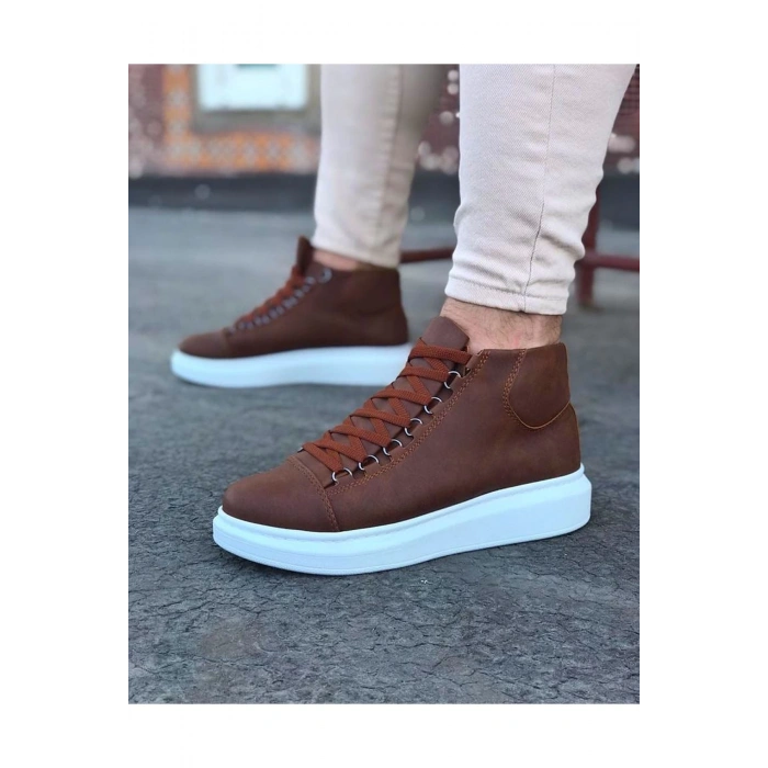 WG032 Taba Bağcıklı Sneakers  Yarım Bilek Bot