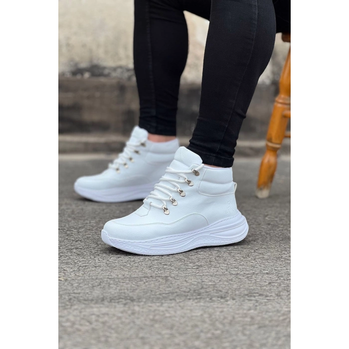 WG035 Beyaz Yüksek Taban Yarım Bilek Bot