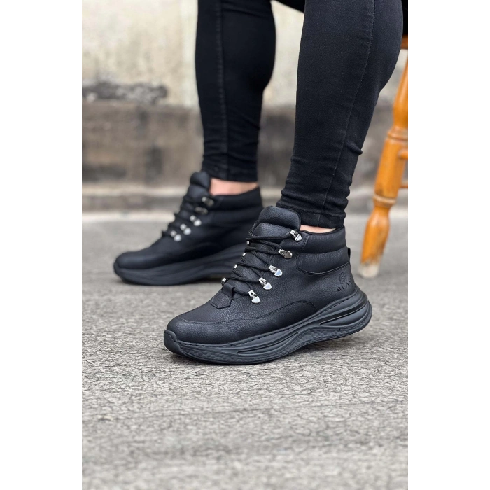 WG035 Kömür Cilt Yüksek Taban Yarım Bilek Bot