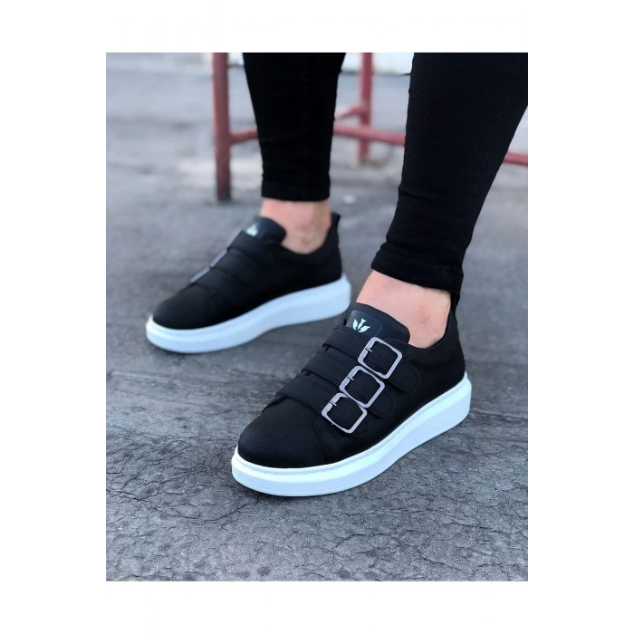 WG050 Siyah Tokalı Kalın Taban Erkek Ayakkabı