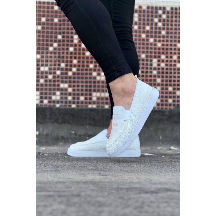 WG061 Beyaz Triko Babet Erkek Casual Ayakkabı