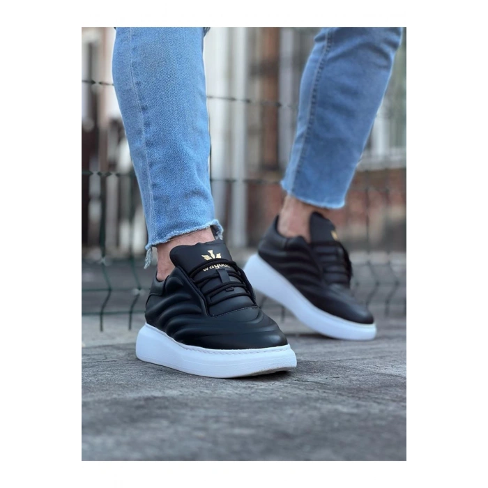 WG094 Siyah Cilt Erkek Casual Ayakkabı