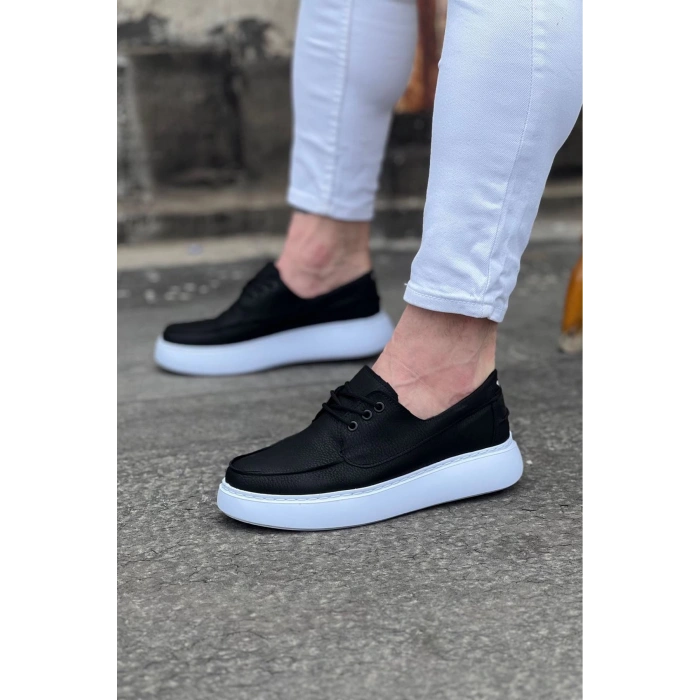 WG508 Siyah Cilt Ortopedik Taban Erkek Casual Ayakkabı