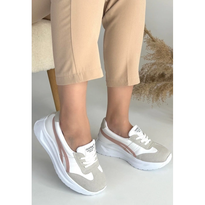 Zitta Beyaz Cilt Pudra Detaylı Spor Ayakkabı