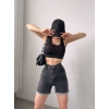Duble Paça Yıkamalı Denim Şort