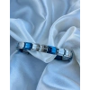 Gümüş-Mavi Asansörlü Çelik Bileklik