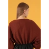 Petek Kumaş Garnili Oversize Kadın Sweat-Kahve