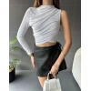 Tek Omuz Drape Detaylı Bluz