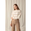 Triko Kumaş Çizgili Kadın Taş Kazak