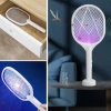 TUFEYO Şarjlı Sinek Öldürücü Masaüstü Standlı,Mor Işık Sinek Kovucu Raket 5w
