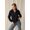 Üç İplik Bebe Yaka Kadın Lacivert Sweat