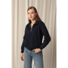 Üç İplik Bebe Yaka Kadın Lacivert Sweat