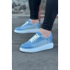 WG018 Buz Mavi Kot Kumaş Erkek Casual Ayakkabı