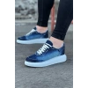 WG018 Koyu Mavi Kot Kumaş Erkek Casual Ayakkabı