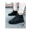WG032 Kömür Bağcıklı Sneakers  Yarım Bilek Bot