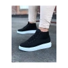 WG032 Siyah Bağcıklı Sneakers  Yarım Bilek Bot