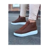 WG032 Taba Bağcıklı Sneakers  Yarım Bilek Bot