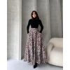 Yüksek Bel Leopar Desenli Çan Etek
