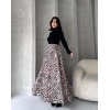 Yüksek Bel Leopar Desenli Çan Etek
