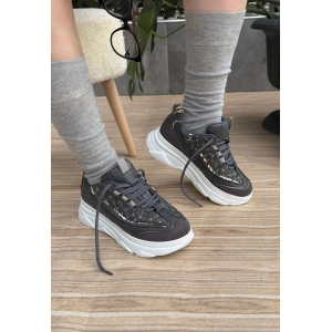 Aleid Gri Cilt Bağcıklı Spor Ayakkabı