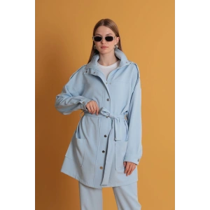 Apoletleri Taşlı Kadın Bebemavi Ceket