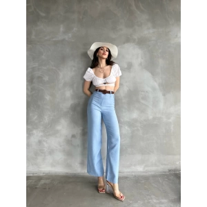 Beli Kemerli Keten Pantolon