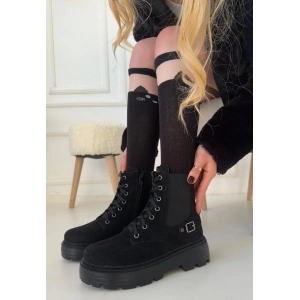 Boby Siyah Süet Bağcıklı Bot