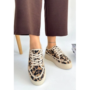 Carin Leopar Süet Bağcıklı Spor Ayakkabı