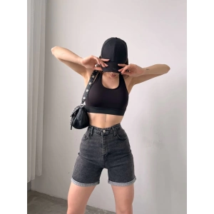 Duble Paça Yıkamalı Denim Şort