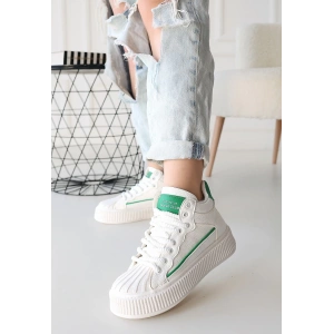 Estim Beyaz Cilt Yeşil Detaylı Bağcıklı Spor Ayakkabı