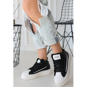 Estim Siyah Cilt Bağcıklı Spor Ayakkabı