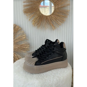 Estim Siyah Cilt Nude Detaylı Bağcıklı Spor Ayakkabı