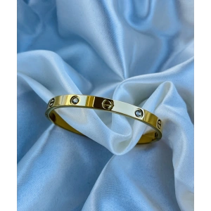 Gold Taşlı Çelik Bileklik