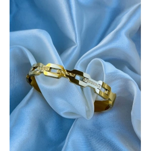 Gold Taşlı Sarmal Model Çelik Bileklik