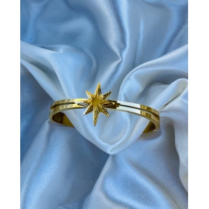 Gold Yıldız Detaylı Çelik Bileklik