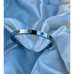 Gümüş Taşlı Çelik Bileklik