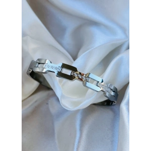 Gümüş Taşlı Sarmal Model Çelik Bileklik