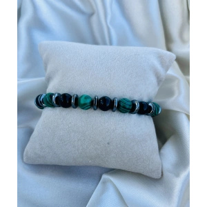 HEMATİT-YEŞİL MALAKİD DOĞAL TAŞ BİLEKLİK