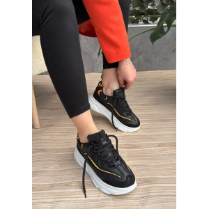 Imkea Siyah Cilt Hardal Detaylı Spor Ayakkabı