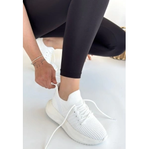 Jindy Beyaz Triko Bağcıklı Spor  Ayakkabı