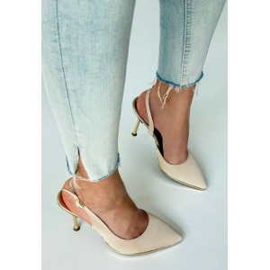 Kalyt Bej Cilt Topuklu Ayakkabı