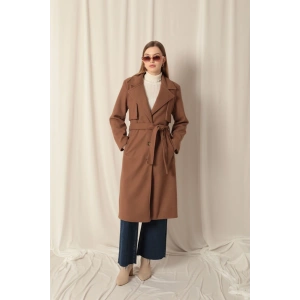 Kaşe Kumaş Allerli Kadın Taba Kaban