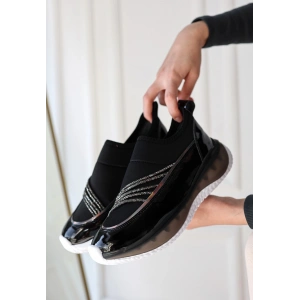 Keita Siyah Rugan Streç Detaylı Spor Ayakkabı