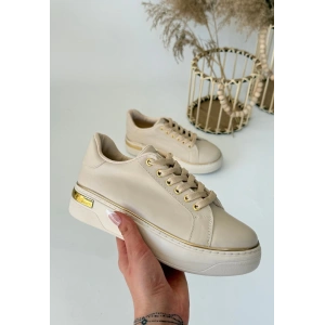 Kity Bej Cilt Bağcıklı Spor Ayakkabı