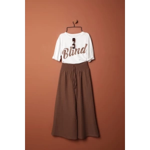 Müslin Kumaş Bol Pantolon-Kahve